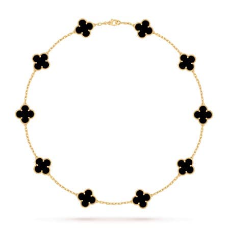 Van Cleef & Arpels Vintage Alhambra 10-Motif Necklace, Onyx